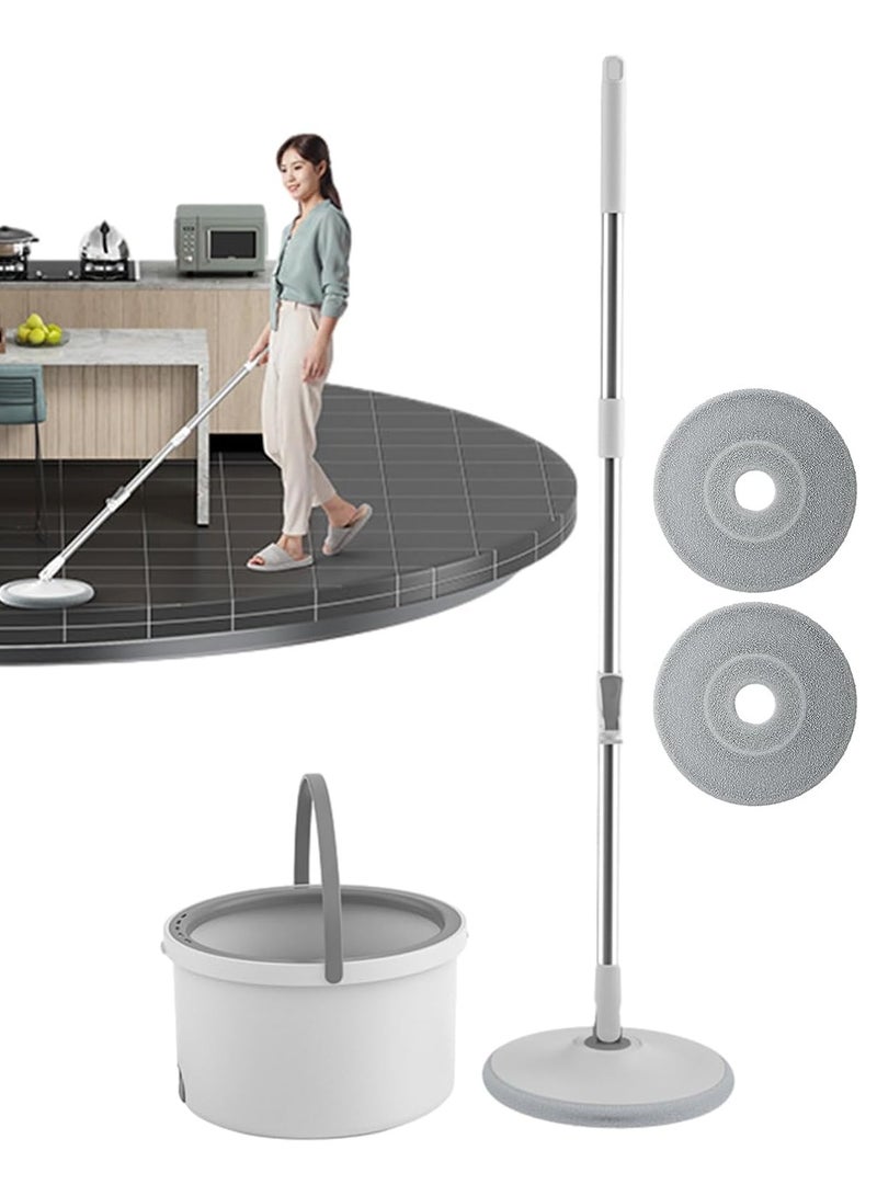 DubaiGallery Microfibre Spin Mop and Bucket System, Mop and Bucket with Wringer Set, Spinning Mops for Floor Cleaning, Support Self-Separation of Waste Water and Clean Water 2 Replaceable Mop - Image 3