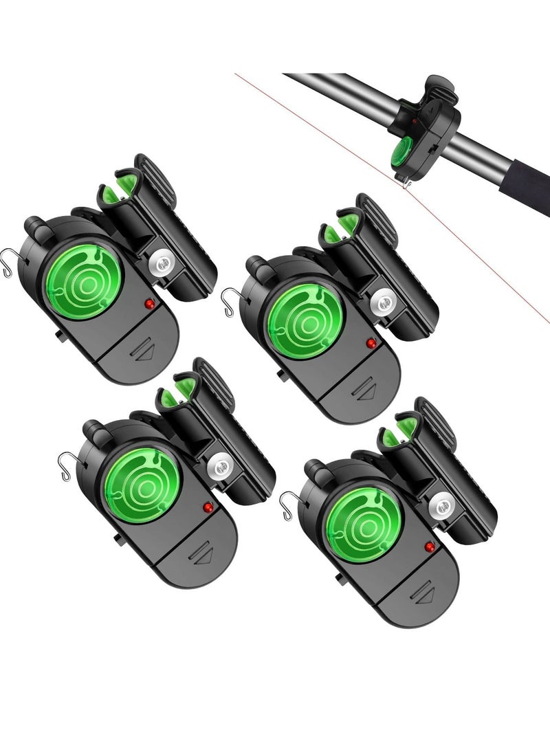 Y&D 4 Pack Fishing Bite Alarm,Sensitive Electronic Sound Alarm, Alert Bell with LED Lights Bells Clip On Rod for Daytime Night Carp Outdoor - Image 1