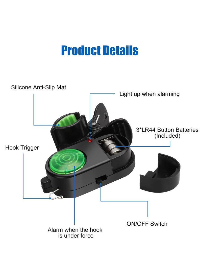 Y&D 4 Pack Fishing Bite Alarm,Sensitive Electronic Sound Alarm, Alert Bell with LED Lights Bells Clip On Rod for Daytime Night Carp Outdoor - Image 2