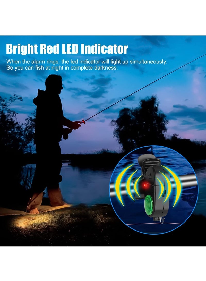 Y&D 4 Pack Fishing Bite Alarm,Sensitive Electronic Sound Alarm, Alert Bell with LED Lights Bells Clip On Rod for Daytime Night Carp Outdoor - Image 3