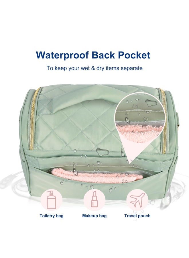 GR69N Travel Toiletry Bag Large Cosmetic Makeup Bag Organizer for Women,Wide-open Make Up Bag Waterproof Makeup Case Travel Bag with Handle and Dividers for Toiletries,Essentials,Accessories,Green - Image 5