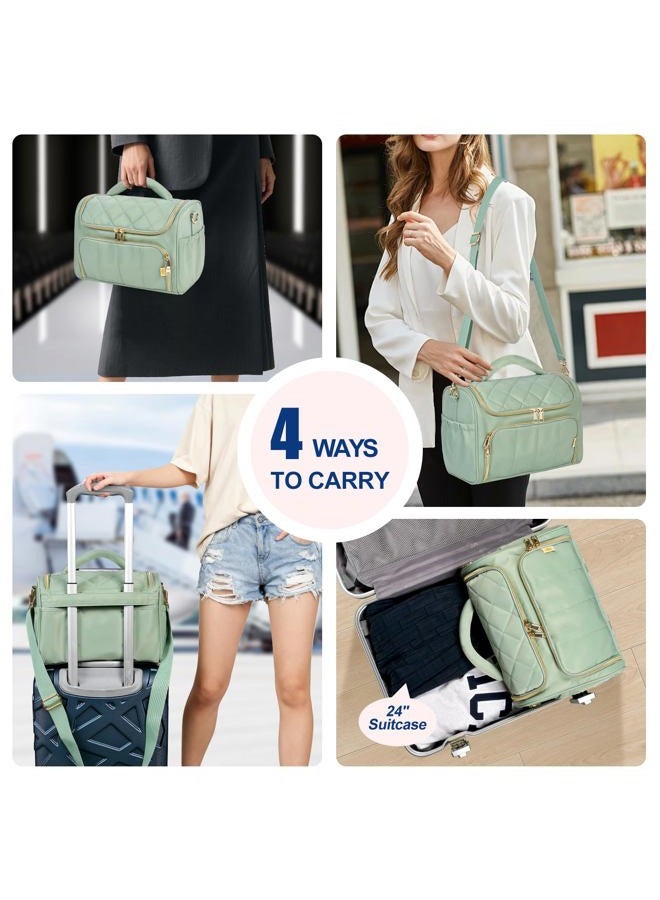 GR69N Travel Toiletry Bag Large Cosmetic Makeup Bag Organizer for Women,Wide-open Make Up Bag Waterproof Makeup Case Travel Bag with Handle and Dividers for Toiletries,Essentials,Accessories,Green - Image 3