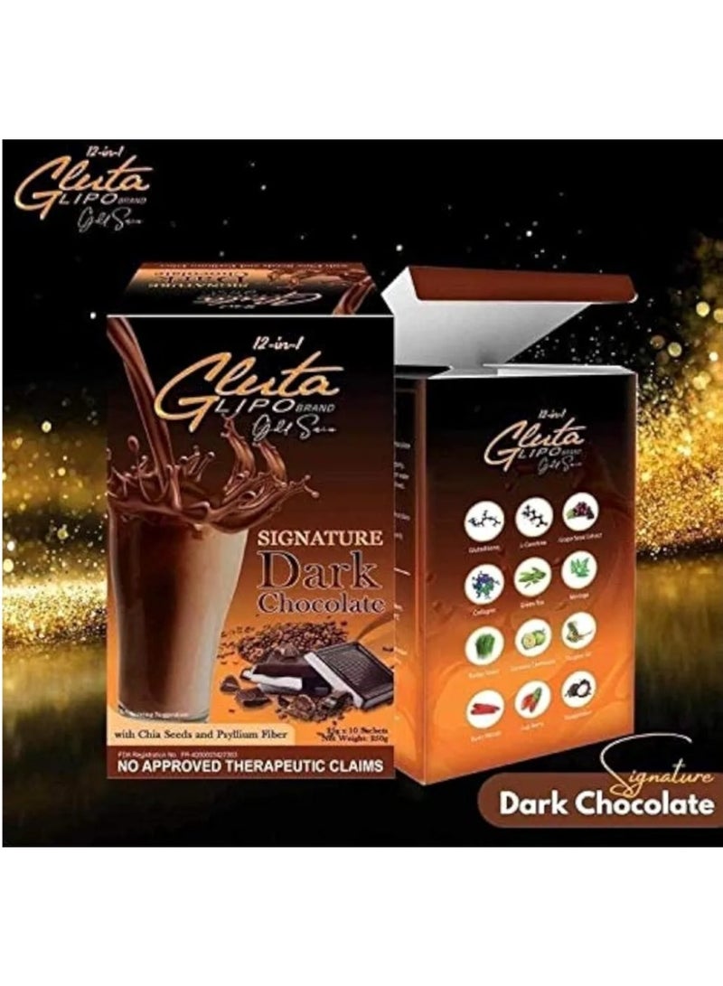 Glutalipo  12in1 Signature Dark Chocolate 10 Sachets - Image 2