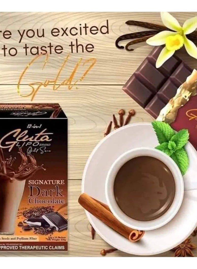 Glutalipo  12in1 Signature Dark Chocolate 10 Sachets - Image 3