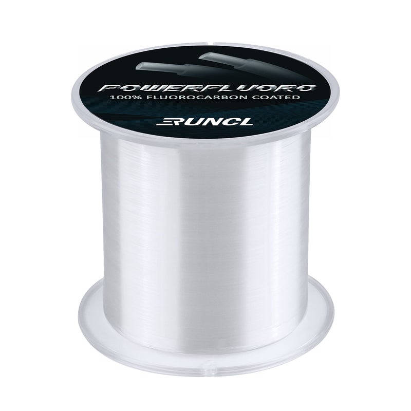 RUNCL PowerFluoro Fishing Line, 100% Fluorocarbon Coated Fishing Line, Hybrid Line - Virtually Invisible, Faster Sinking, Low Stretch, Extra Sensitivity, Abrasion Resistance (300Yds, 12LB(5.4kgs)) - Image 1