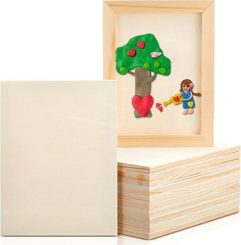 ARS 6 Pcs Pine Wood Panel Boards, Unfinished Square Panels Painting Boards For Crafts Paint Diy Drawing Pouring Art Projects(15 X 20 Cm) - Image 1