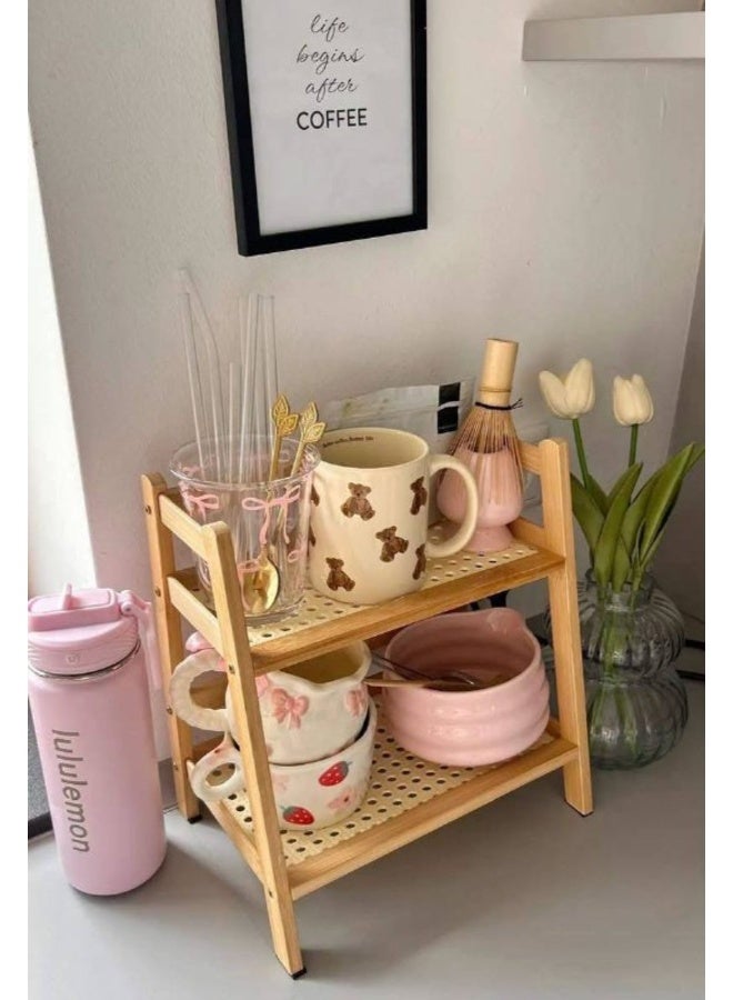 2-Tier Wooden Stand A new organizer for arranging spice jars in the kitchen Imported; made of high-quality bamboo wood Dimensions: 28 cm (height) x 25 cm (width) x 15 cm (depth) - Image 2