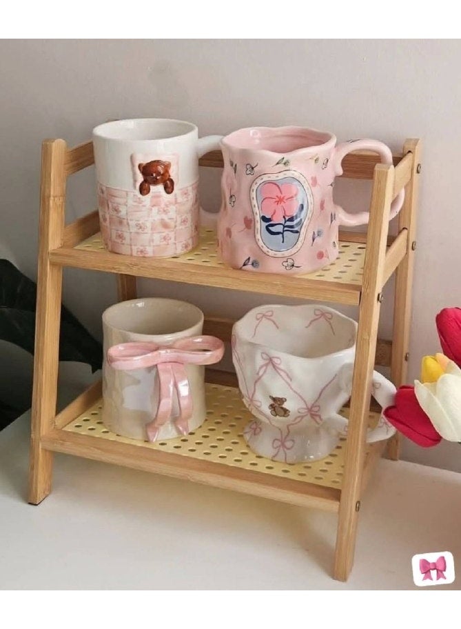 2-Tier Wooden Stand A new organizer for arranging spice jars in the kitchen Imported; made of high-quality bamboo wood Dimensions: 28 cm (height) x 25 cm (width) x 15 cm (depth) - Image 3