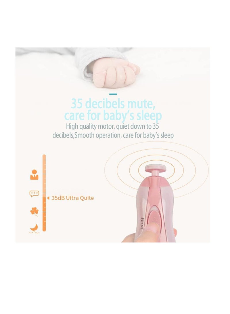 Baby Nail Trimmer Electrically Safe Baby Nail Clippers Newborn And Kids Nail Kit With Different Grinding And Polishing Heads Pink