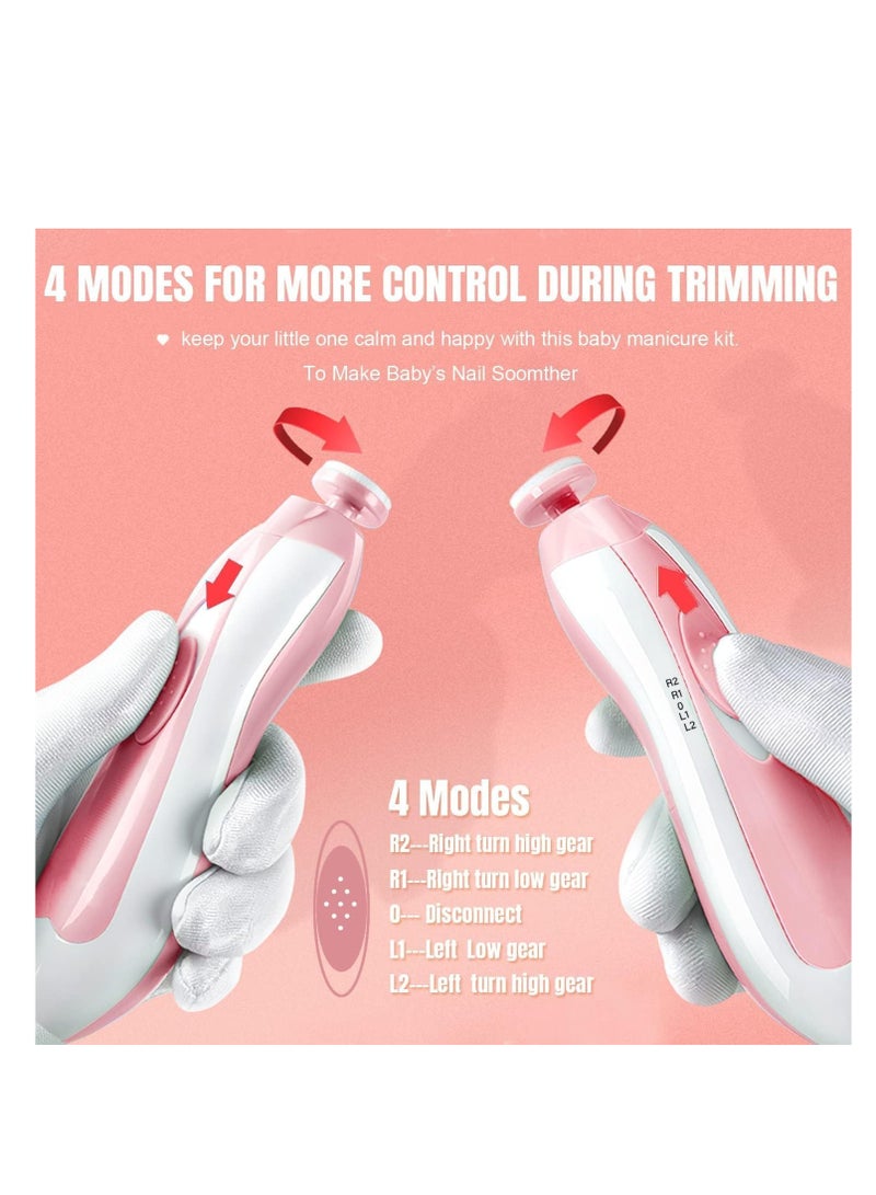 Baby Nail Trimmer Electrically Safe Baby Nail Clippers Newborn And Kids Nail Kit With Different Grinding And Polishing Heads Pink