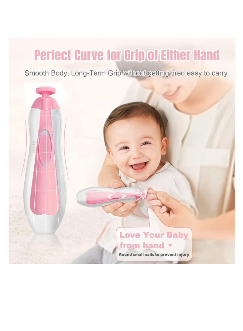 Baby Nail Trimmer Electrically Safe Baby Nail Clippers Newborn And Kids Nail Kit With Different Grinding And Polishing Heads Pink