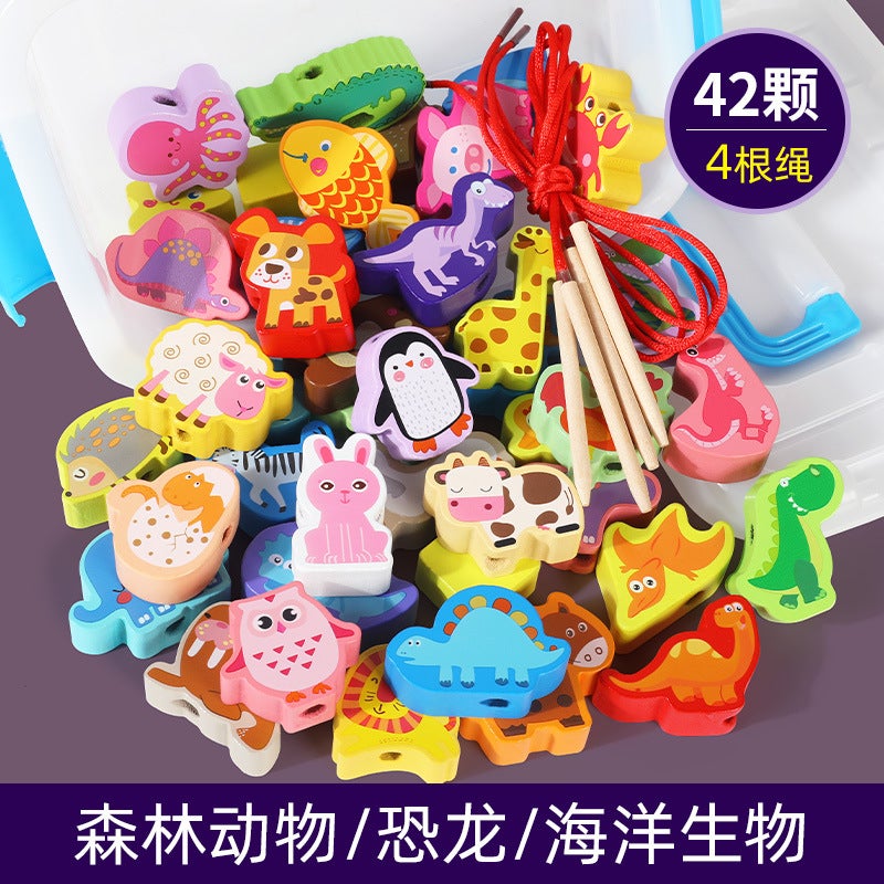 Wooden Balls Wooden 100 Pieces Number Letters City Transportation Fruit And Vegetable Farm Kidsren'S Beaded Game Toys - Image 1