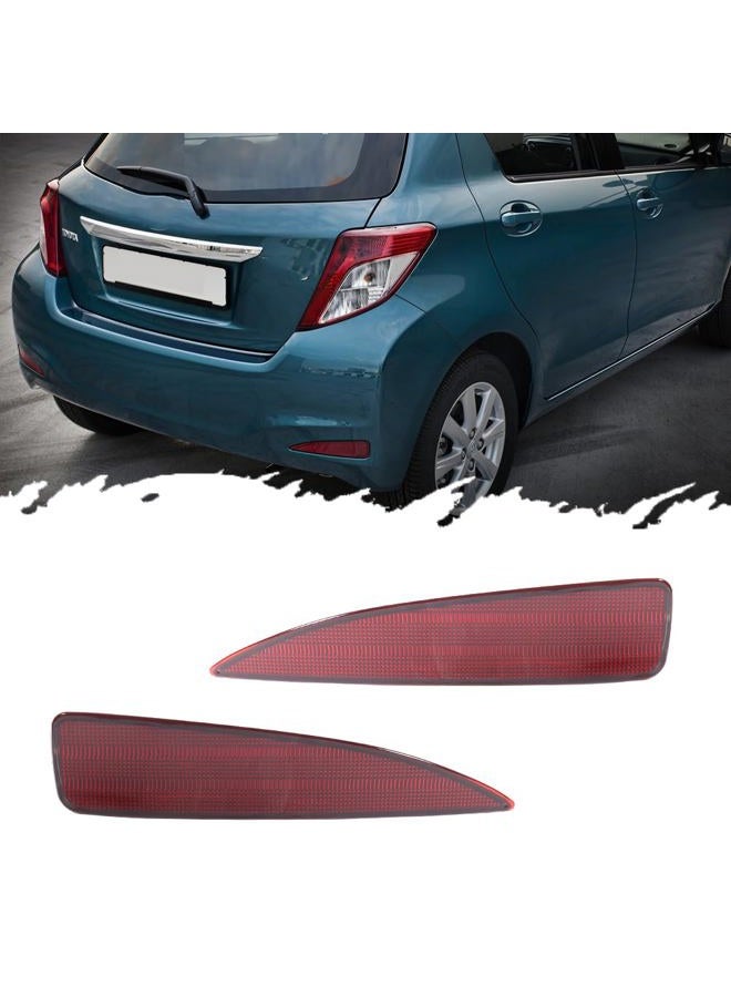 TurningMax For 2012 2013 2014 Toyota Yaris Rear Bumper Reflector Brake Tail Light Red Housings 52163-52100, 52164-52100 - Image 1