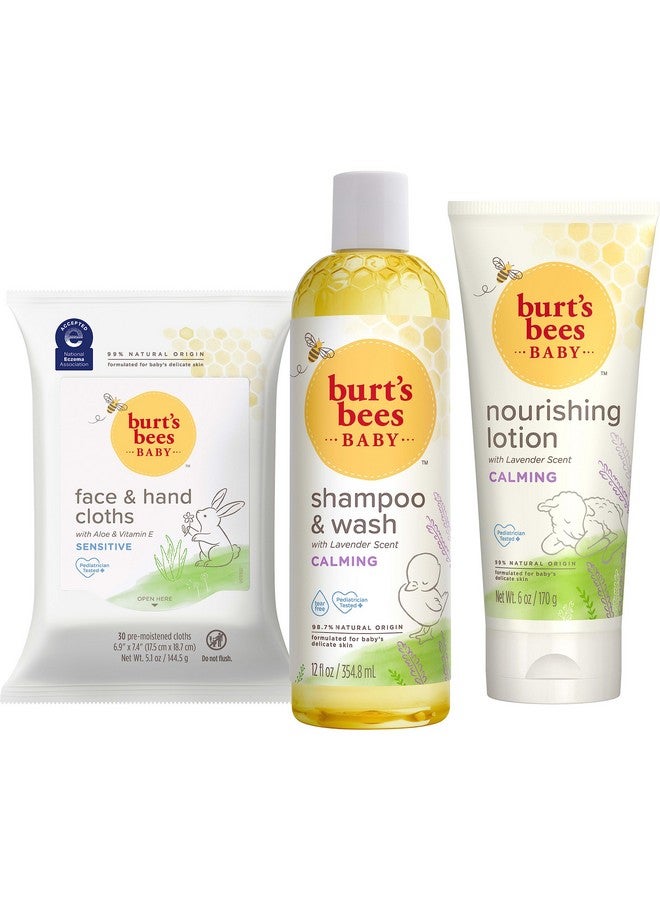 بيرتس بيز مجموعة هدايا الأطفال من Burt's Bees لحفلات استقبال المولود، تتضمن شامبو وغسول للأطفال، ولوشن للجسم للأطفال، ومناديل مبللة للأطفال، وأقمشة للعناية بالبشرة من مصادر طبيعية، عبوة واحدة - Image 1