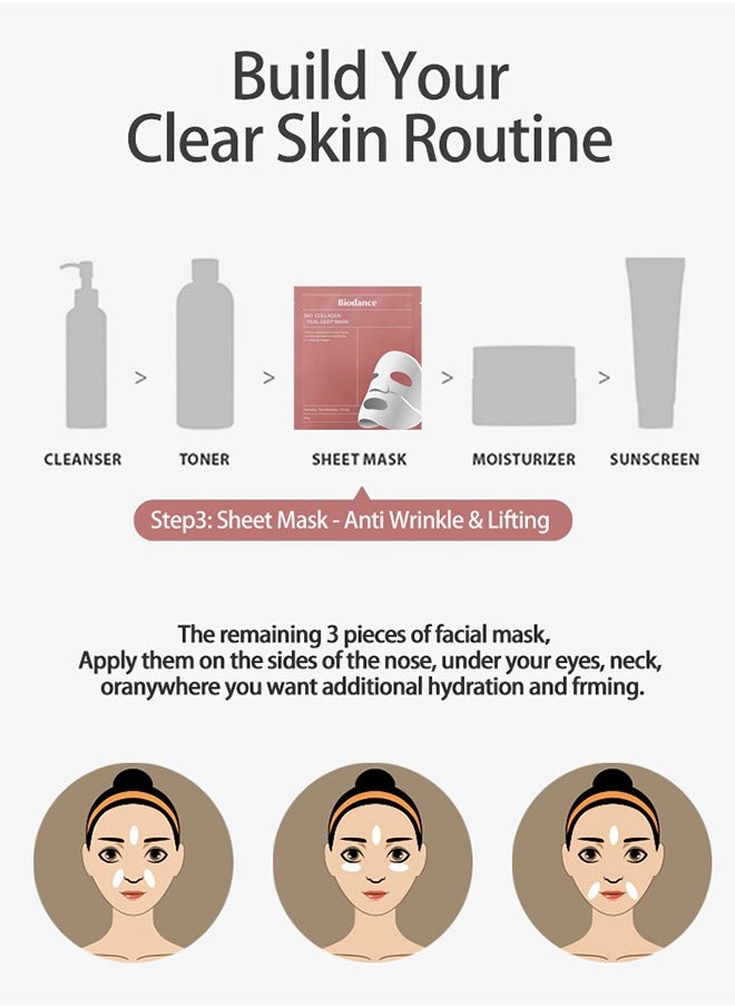 BIODANCE - Bio-Collagen Real Deep Mask, Hydrating Overnight Mask, Pore Minimizing, Elasticity Improvement, 34g x4pcs - Image 1