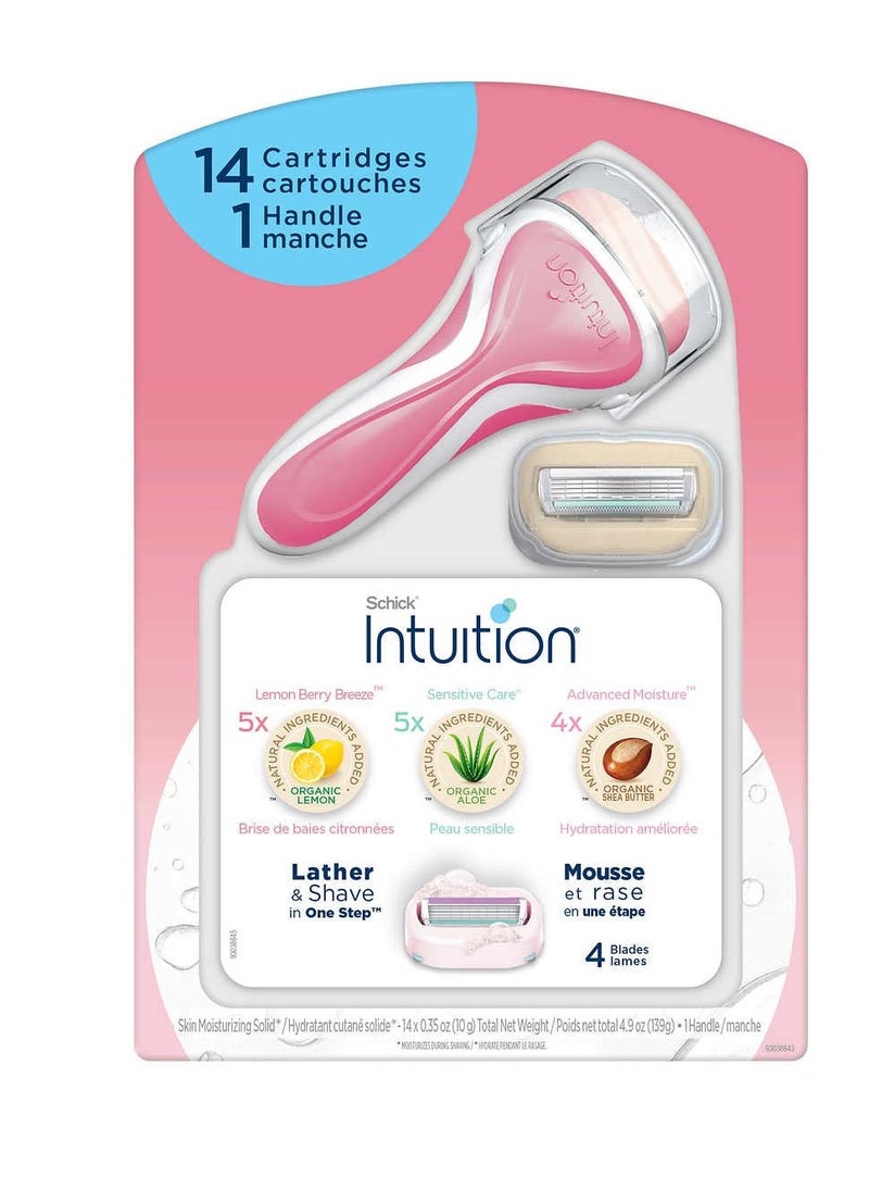 Intuition Womens Razor Variety Pack 14 Refill Carridges with Razor Handle 