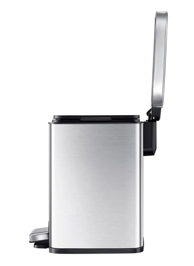 EKO - EKO Madison 8L Bathroom Trash Can with Lid and Removable Inner Basket, Rectangular Small Step Trash Can, Brushed Stainless Steel - Image 1
