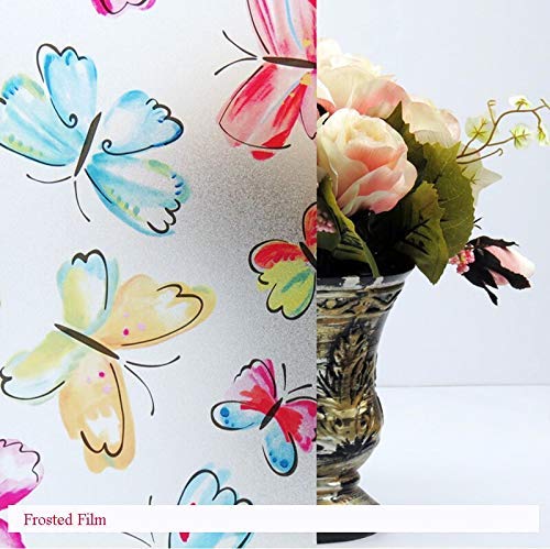 RAUSHIK 3D Window Films Privacy Vinyl Frosted Film Self Adhesive Decorative Film for Office Glass Partition/Glass Door/Bathroom Door/Window Heat Control Anti UV (Butterfly, 12 * 24 inch) - Image 2