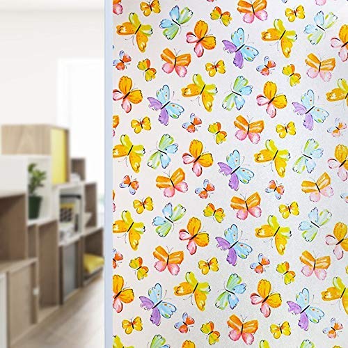 RAUSHIK 3D Window Films Privacy Vinyl Frosted Film Self Adhesive Decorative Film for Office Glass Partition/Glass Door/Bathroom Door/Window Heat Control Anti UV (Butterfly, 12 * 24 inch) - Image 3