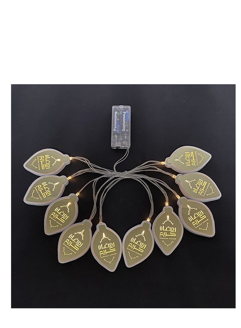 Y&D Ramadan New LED Leaf Shape Lamp String EID Home Decoration White 100cm - Image 1