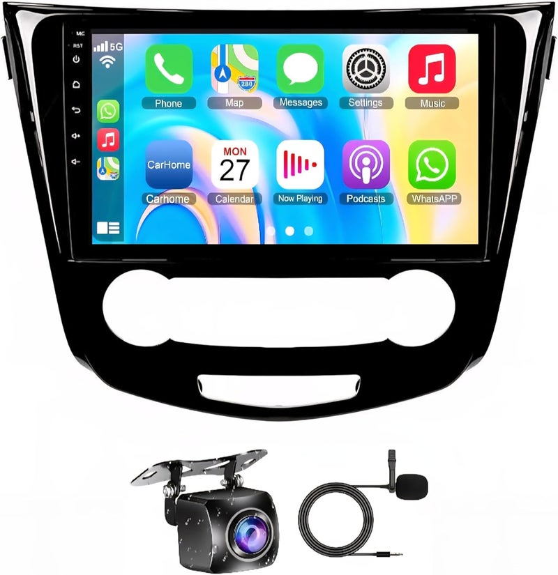 Vierex Fit Nissan X-Trail Car Stereo Rogue Qashqai Android Screen 2014-2018 With Apple Carplay Android Auto Wireless WiFi DSP FM&AM BT AHD Camera Included Manual AC (8+128GB 8CORE Carplay) - Image 1