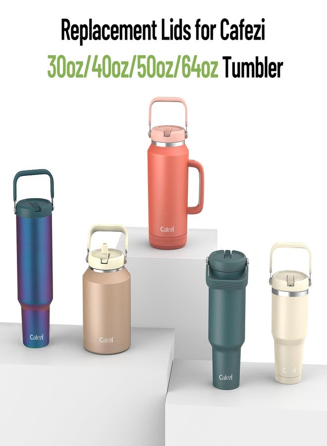 Cafezi Replacement Lid with Flip Straw and Top Handle, Fits Only Cafezi 30oz/40oz/50oz/64oz Tumblers, Screw On (Light Green) - Image 3