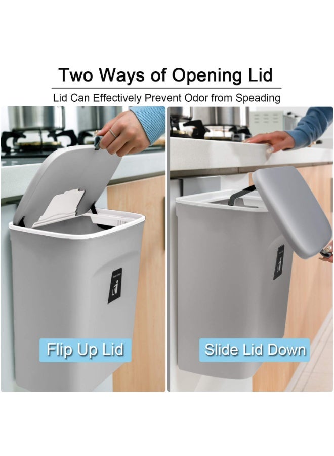 Small Kitchen Hanging Trash Can 7L with Lid, Garbage Can Home Waste Bin Domestic Bin for Bathroom Office Bedroom Kitchen - Image 3
