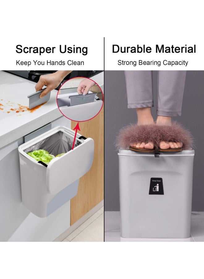 Small Kitchen Hanging Trash Can 7L with Lid, Garbage Can Home Waste Bin Domestic Bin for Bathroom Office Bedroom Kitchen - Image 5