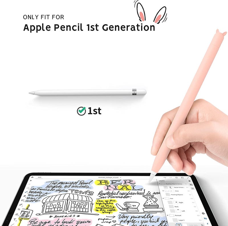 Mizi Apple Pencil 1st Generation Sweet Cat Case Cover Silicone Sleeve Skin - (Pink) - Image 2