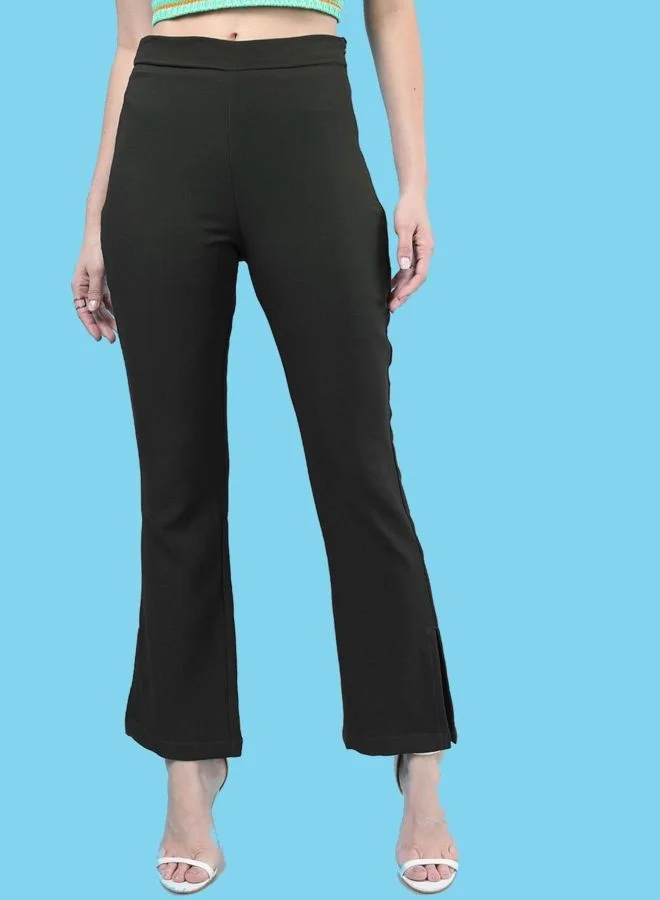 Women Tapered Solid High Rise Pant