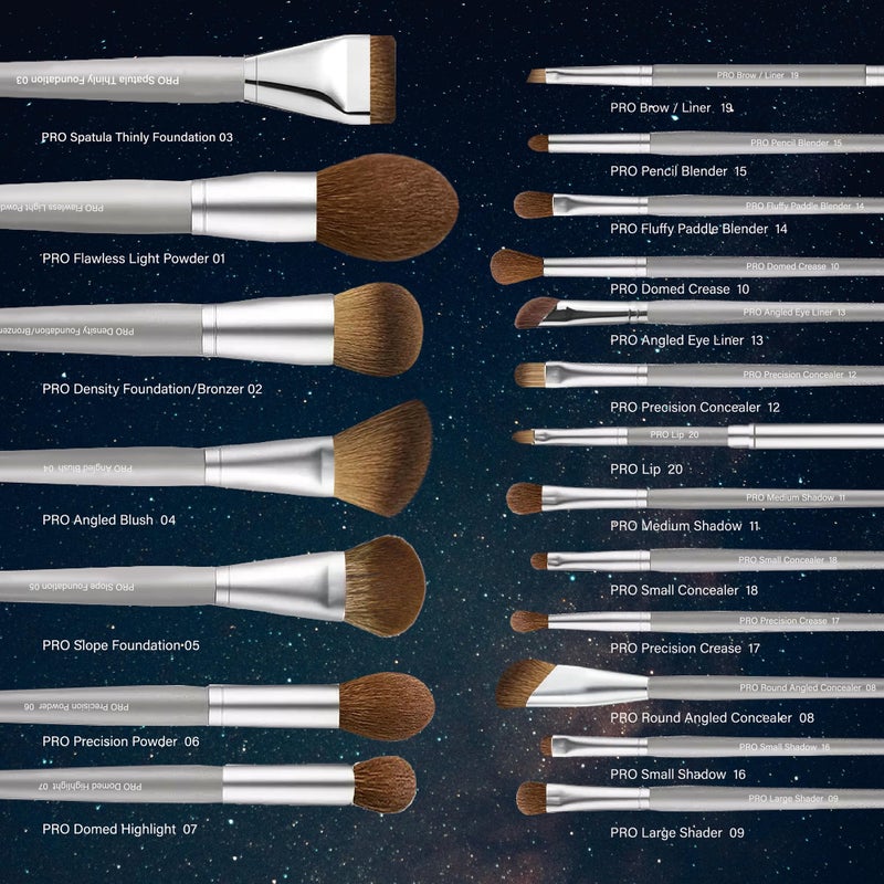 LORYP Makeup Brush Set Soft Vegan Professional Cosmetic Brushes for Face & Eyes Gray 20 Pcs Full-Size - Image 2