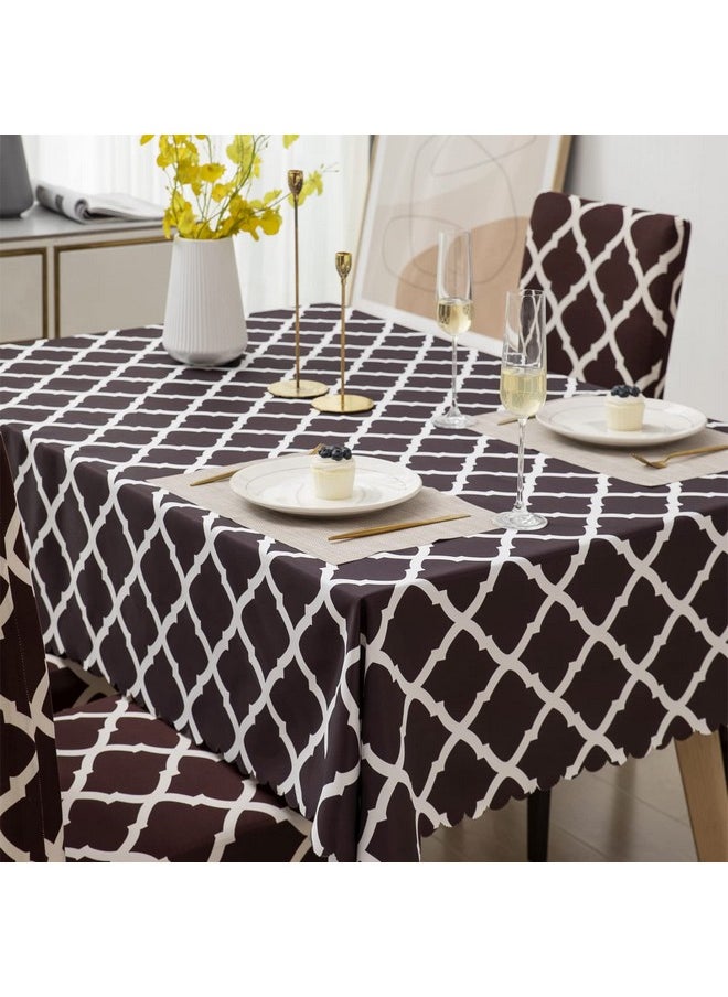 HOUSE OF QUIRK House of Quirk Dining Chair Cover with Table Covers for Kitchen Waterproof Dining Table Cloth (Brown Diamond, 1 Table Cover + 4 Chair Cover)  - Image 4