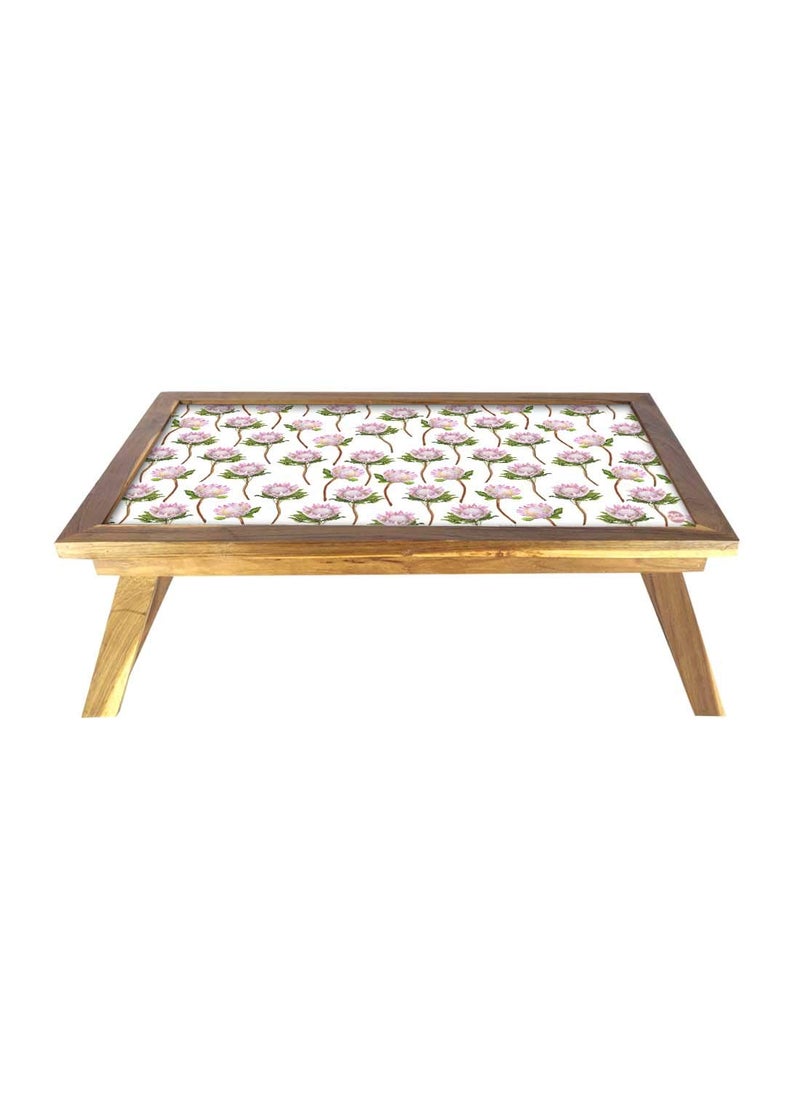 Nutcase Nutcase Folding Laptop Table for Home Bed Lapdesk Breakfast Table Foldable Teak Wooden Study Desk Flower Buds  - Image 2