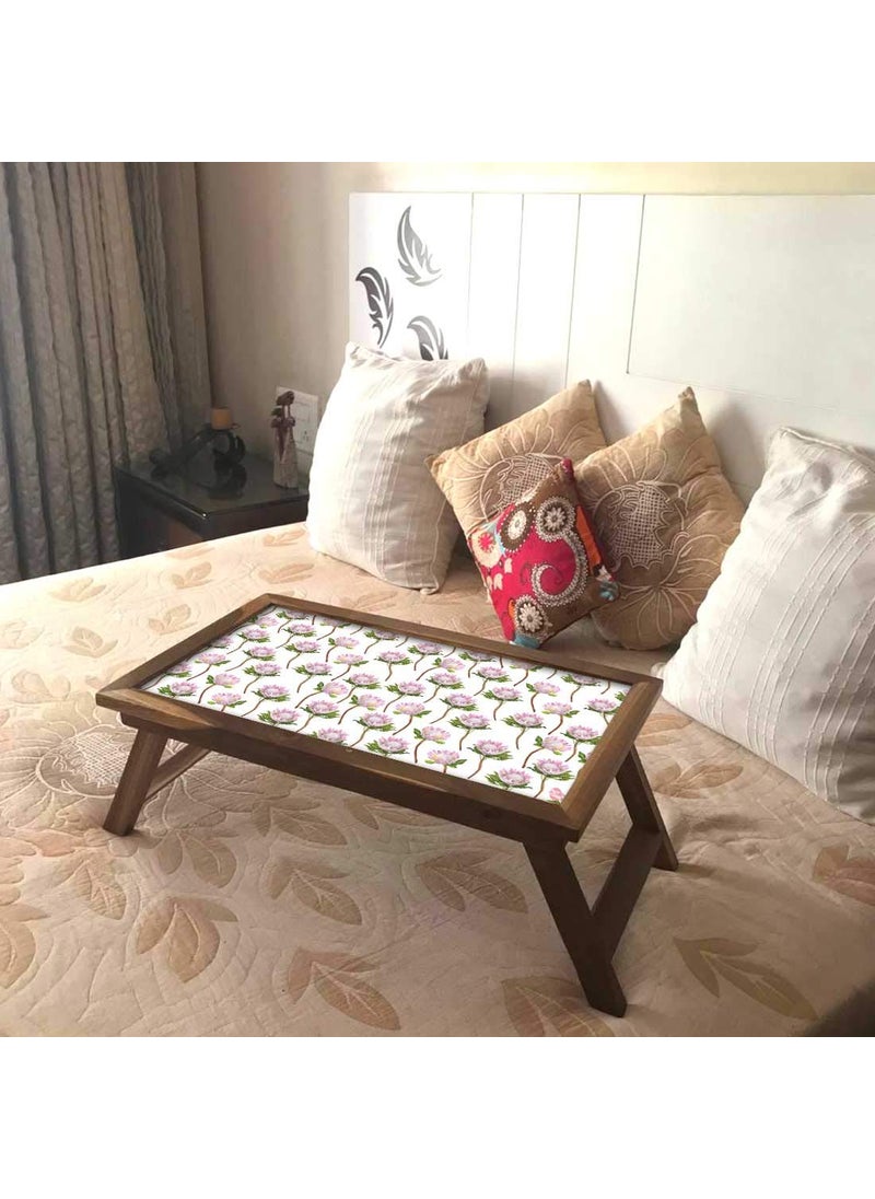 Nutcase Nutcase Folding Laptop Table for Home Bed Lapdesk Breakfast Table Foldable Teak Wooden Study Desk Flower Buds  - Image 1