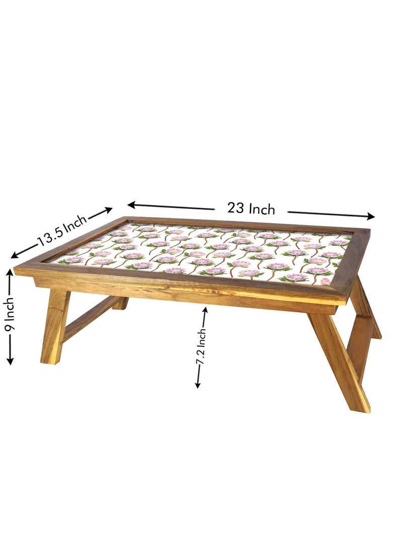 Nutcase Nutcase Folding Laptop Table for Home Bed Lapdesk Breakfast Table Foldable Teak Wooden Study Desk Flower Buds  - Image 5
