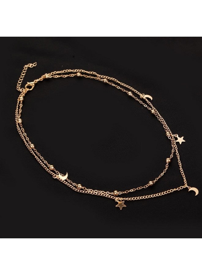 BaubleStar Fashion Layering Star Moon Charm Pendant Tassel Necklace Gold Chain Choker Collar Multi Layered Statement Jewelry For Women - Image 4