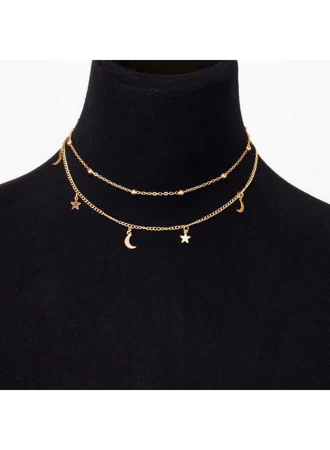 BaubleStar Fashion Layering Star Moon Charm Pendant Tassel Necklace Gold Chain Choker Collar Multi Layered Statement Jewelry For Women - Image 3