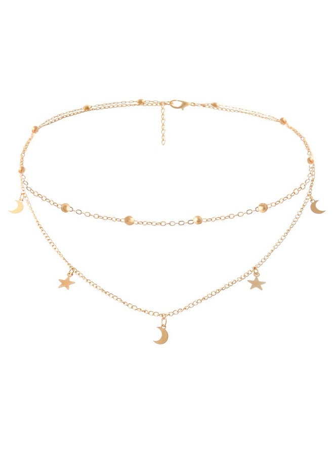 BaubleStar Fashion Layering Star Moon Charm Pendant Tassel Necklace Gold Chain Choker Collar Multi Layered Statement Jewelry For Women - Image 1