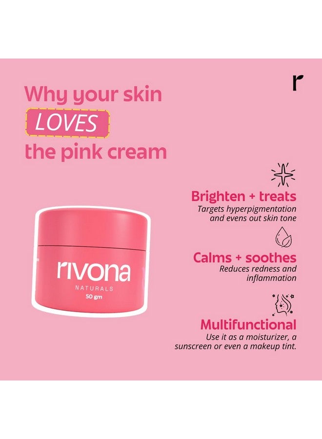 RIVONA NATURALS Bright Pink Face Cream | Long-Lasting Hydration, Anti-Aging & Dark Spot Corrector| Light Make Up Look | Vegan | Niacinamide & Mulberry Extracts| Dermatologically Tested,50 Gm - Image 5