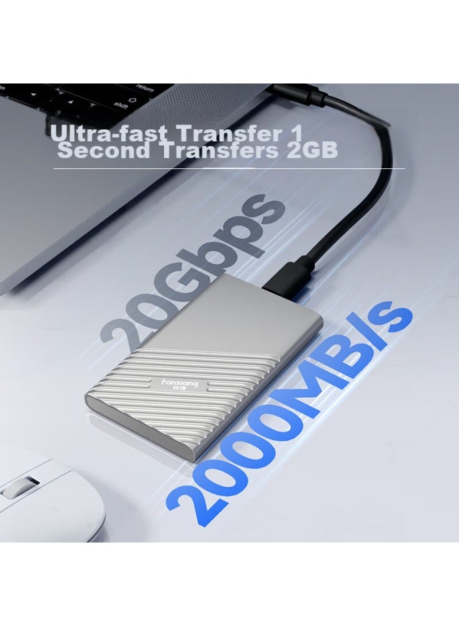 Fanxiang 2tb Portable Solid State Drive , Portable Ssd Type-c, Direct Connection To Iphone 16 Pro Max, External Hard Drive For Computer, Ps2000 Silver - Image 2