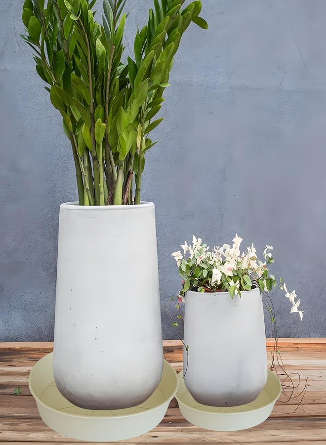 Bleuhome 4 Pack of 16 inch Plant Saucer (13.5" Base), Heavy Duty Plant Tray for Pots, Flower Water Trays for Indoors, Bird Bath Bowls, Plant Drip Saucers for Planter 14"/15"/16" (Beige) - Image 5