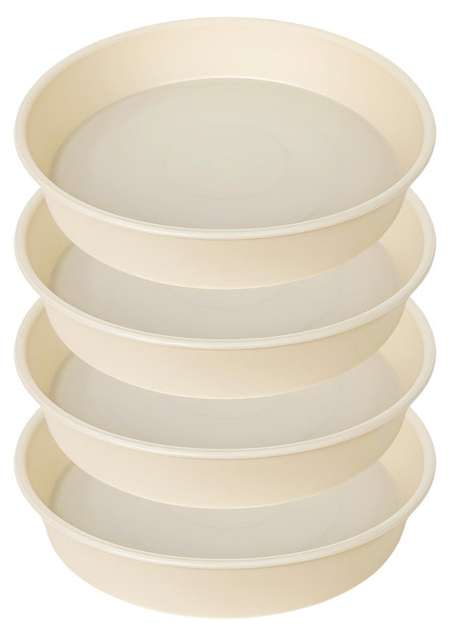 Bleuhome 4 Pack of 16 inch Plant Saucer (13.5" Base), Heavy Duty Plant Tray for Pots, Flower Water Trays for Indoors, Bird Bath Bowls, Plant Drip Saucers for Planter 14"/15"/16" (Beige) - Image 1