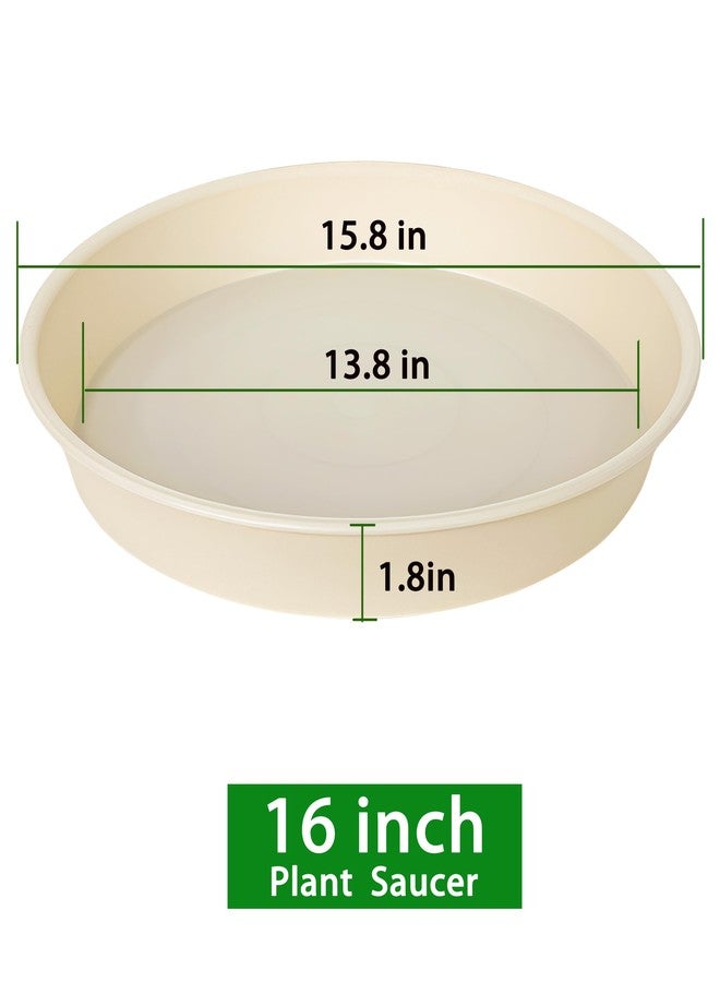 Bleuhome 4 Pack of 16 inch Plant Saucer (13.5" Base), Heavy Duty Plant Tray for Pots, Flower Water Trays for Indoors, Bird Bath Bowls, Plant Drip Saucers for Planter 14"/15"/16" (Beige) - Image 2