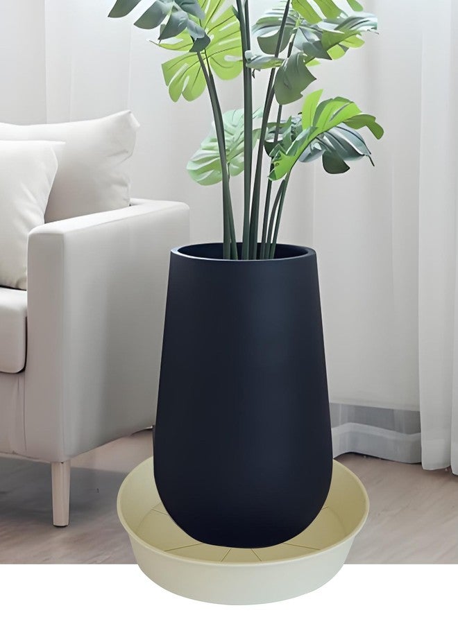 Bleuhome 4 Pack of 16 inch Plant Saucer (13.5" Base), Heavy Duty Plant Tray for Pots, Flower Water Trays for Indoors, Bird Bath Bowls, Plant Drip Saucers for Planter 14"/15"/16" (Beige) - Image 3