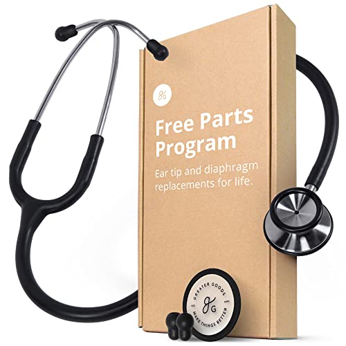 Greater Goods Dual-Head Stethoscope–Clinical Grade, Lightweight, High-Precision Sound, Ideal for Doctors, Nurses, Students, and Medical Professionals, FSA and HSA Eligible (Black and Stainless Steel) - Image 1