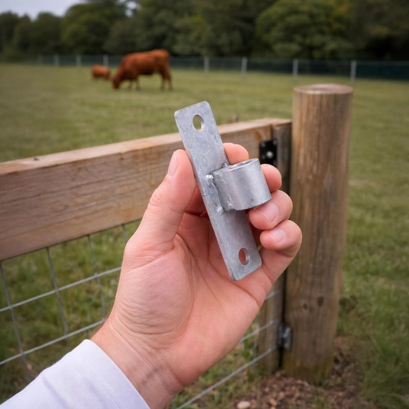 2 Pcs Gate Hinges 16 Mm, Heavy Duty Iron Galvanized Wall Mount Gate Hinges, Rustproof For Farm Fence Gate, Welding, Pre-Drilled Holes - Image 5