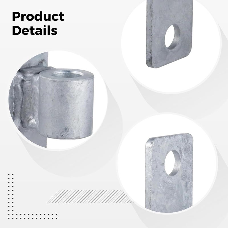 2 Pcs Gate Hinges 16 Mm, Heavy Duty Iron Galvanized Wall Mount Gate Hinges, Rustproof For Farm Fence Gate, Welding, Pre-Drilled Holes - Image 4