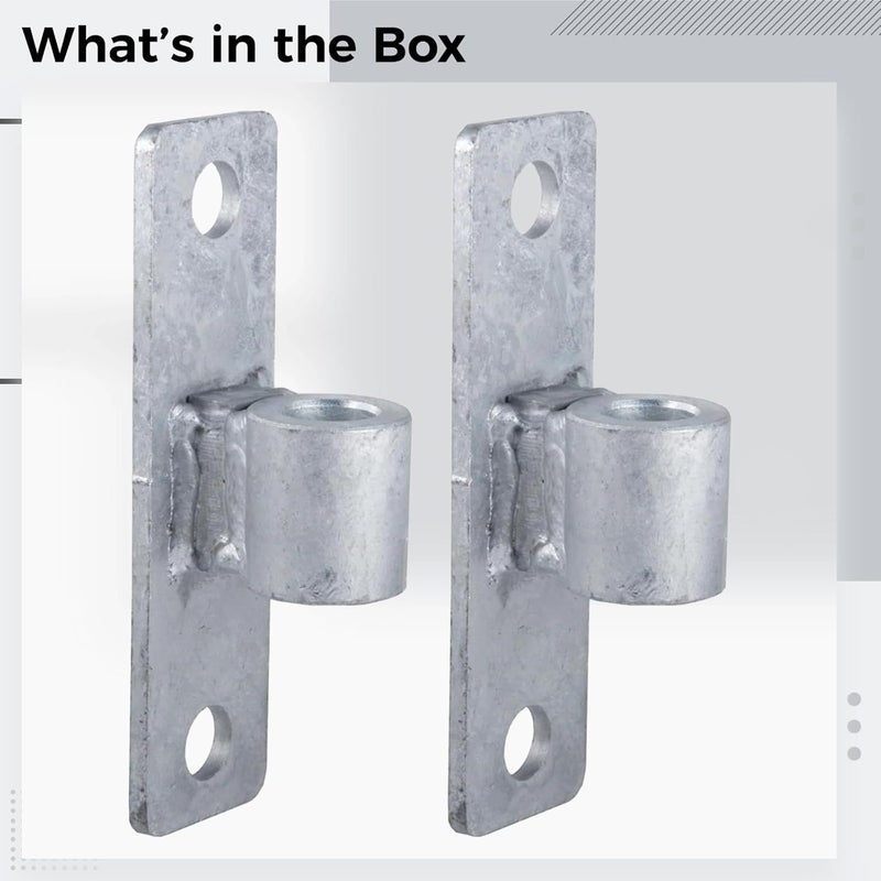 2 Pcs Gate Hinges 16 Mm, Heavy Duty Iron Galvanized Wall Mount Gate Hinges, Rustproof For Farm Fence Gate, Welding, Pre-Drilled Holes - Image 2