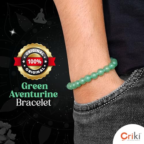 CRIKI Natural Green Aventurine Bracelet - Original Green Aventurine Bracelet Certified for attracting Wealth, Prosperity, Good Luck, Confidence, Creativity, and Heals the Heart Chakra - 8mm Beads - Image 4