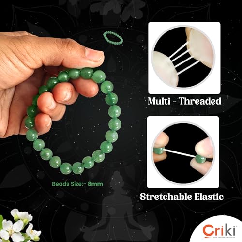 CRIKI Natural Green Aventurine Bracelet - Original Green Aventurine Bracelet Certified for attracting Wealth, Prosperity, Good Luck, Confidence, Creativity, and Heals the Heart Chakra - 8mm Beads - Image 2